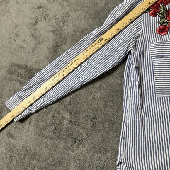Rails Womens Floral Shirt Button Up Top Frances Banker Stripe Embroidered Small - Picture 10 of 10